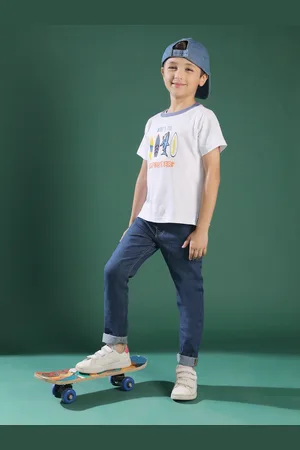 TALES & STORIES Boys Blue Denim Slim Fit Stretchable Jeans