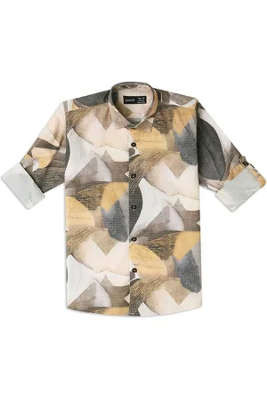 CAVIO Boys Comfort Spread Collar Abstract Printed Cotton Casual Shirt