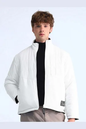 Flying Machine Men Mock Collar Solid Casual Quilted Jacket