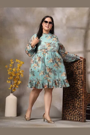 KASSUALLY Women Plus Size Floral Printed Fit & Flare Midi Dress