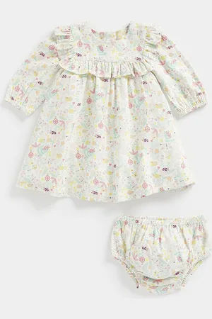 Mothercare Infant Girls Printed Pure Cotton Dress and Knickers