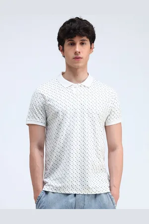 Flying Machine Men Abstract Printed Polo Collar Cotton T-shirt