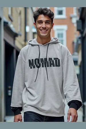 Bewakoof No Mad Printed Hooded Super Loose Fit Sweatshirt