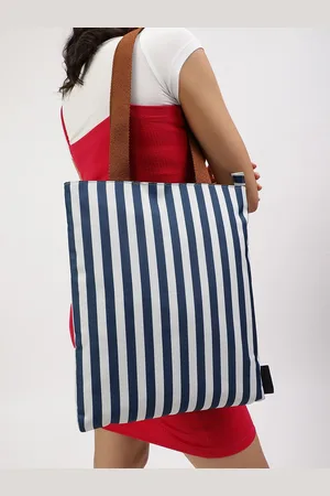 Fastrack Women Navy Nautical Stripes College Tote Bag