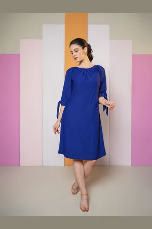 PURVAJA Women Boat Neck A-Line Dress