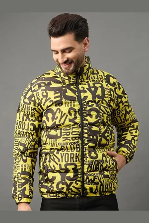Club York Men Typography Printed Mock Collar Lightweight Puffer Jacket