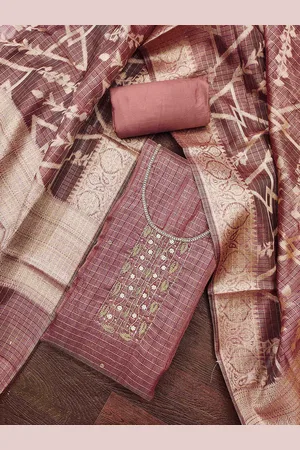 MANVAA Floral Embroidered Beads and Stones Unstitched Dress Material