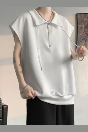 HERE&NOW Men Solid Polo Collar Oversized T-shirt