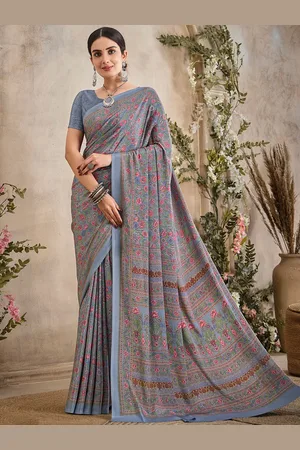 Mitera Women Floral Printed Saree With Unstitched Blouse Piece