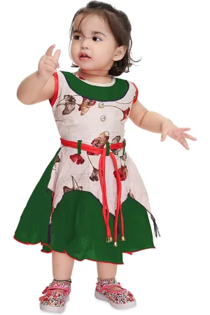 BAESD Girls Floral Printed Gathered Fit & Flare Dress