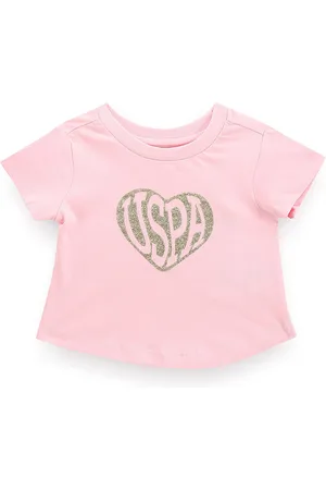 Ralph Lauren Girls Brand Logo Printed Round Neck Pure Cotton Crop T-shirt