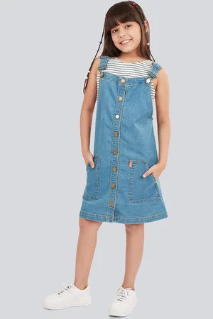 OLELÉ Girls Cotton Denim A-Line Dress