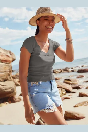 Next Scoop Neck Ruched Effect Pure Cotton T-shirt