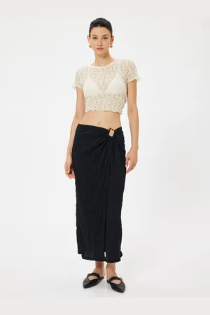 Koton Women Self Design Round Neck Crop Top