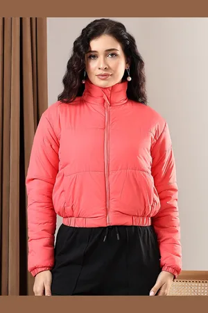 KOTTY Women Mock Collar Solid Casual Puffer Insulator Jacket