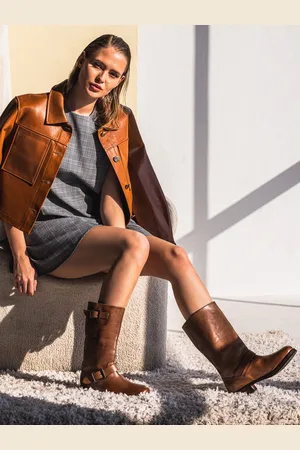 SAINT G. Women Brown Casual Block-Heeled Cow Boy Boots