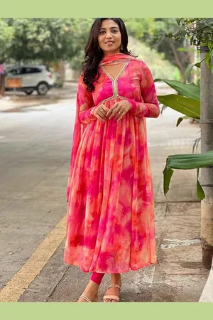 APNISHA Women Tie and Dye Fit and Flare Ethnic Dresses