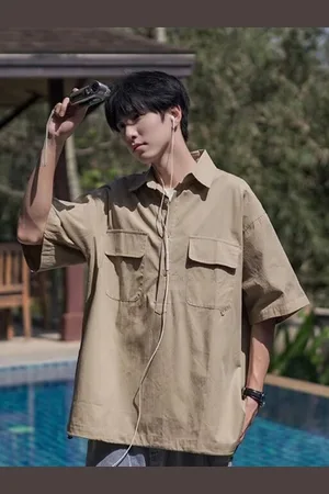 HERE&NOW Men Solid Spread Collar Pocket Detailing Oversized Casual Shirt