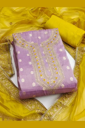 MANVAA Ethnic Motifs Embroidered Zari Unstitched Dress Material