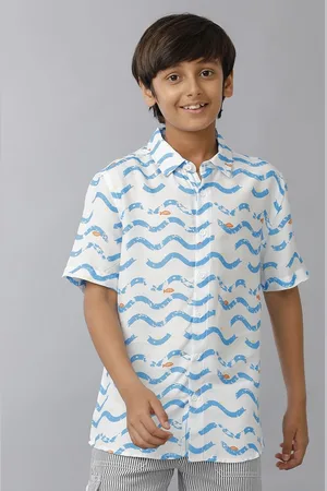 UNDER FOURTEEN ONLY Boys Relaxed Fit Spread Collar Multi Striped Casual Shirt
