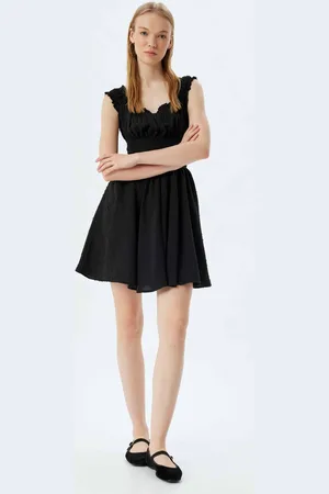 Koton Women Sweetheart Neck Self Design Fit & Flare Mini Dress