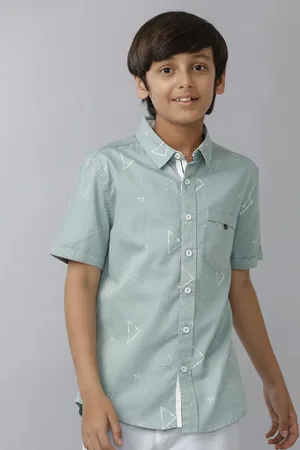 UNDER FOURTEEN ONLY Boys Spread Collar Geometric Printed Cotton Casual Shirt