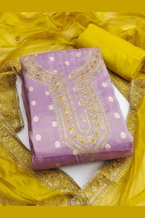 MANVAA Floral Embroidered Sequinned Unstitched Dress Material