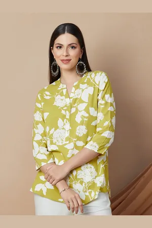 Lifestyle Women Floral Printed Mandarin Collar Kurti