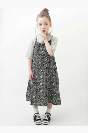 LULU & SKY Girls Animal Print Pinafore Midi Dress