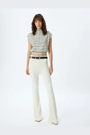Koton Women Pure Cotton Striped High Neck Crop Top