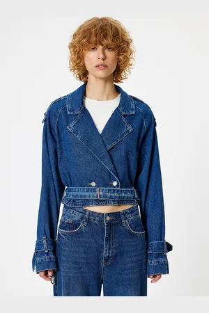 Koton Women Lapel Collar Cotton Denim Jacket