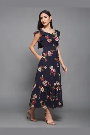Miss Chase Women Floral Printed Fit and Flare Maxi Dress