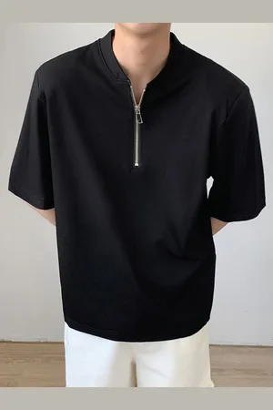 HERE&NOW Men Solid Mandarin Collar Oversized T-shirt