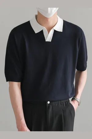 HERE&NOW Men Solid Polo Collar T-shirt