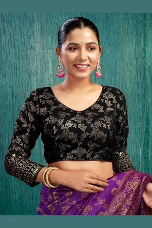 Kalini Women Woven-Design Fully Stitched Padded Saree Blouse