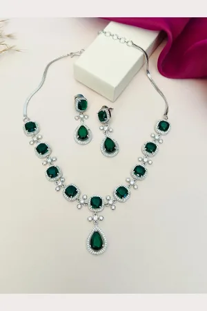 ABDESIGNS Enchanting Silver Plated American Diamond Necklace