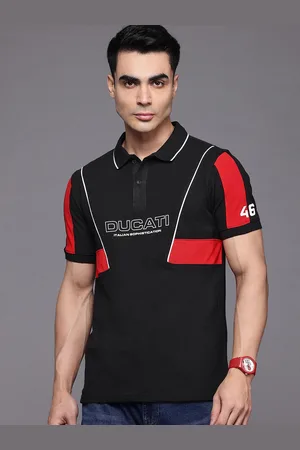DUCATI Brand Logo Printed Polo Collar Pure Cotton T-shirt