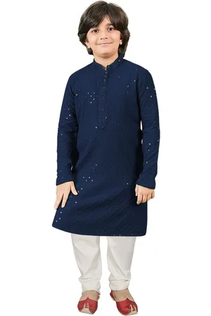 SG Boys Sequinned Mandarin Collar Straight Kurta with Pyjama