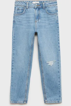 MANGO Girls Mom Fit Distressed Jeans