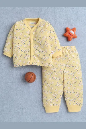 BUMZEE Girls Floral Printed Pure Cotton Clothing Set