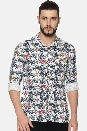 SHOWOFF Men Standard Slim Fit Spread Collar Floral Printed Cotton Casual Shirt