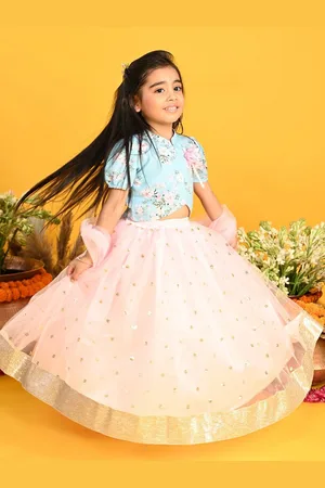 SAKA DESIGNS Girls Printed Sequinned Ready to Wear Lehenga & Blouse With Dupatta