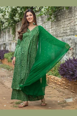 DIMPLE DESIGN STUDIO Bandhani Printed Regular Pure Cotton Kurta with Palazzos & Dupatta