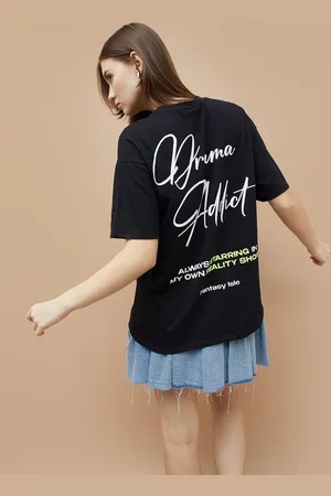 Lifestyle Women Graphic Printed Round Neck Cotton Oversized T-shirt