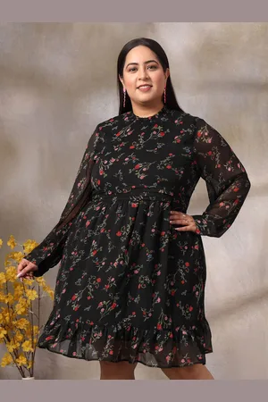 KASSUALLY Women Plus Size Floral Printed Fit & Flare Midi Dress