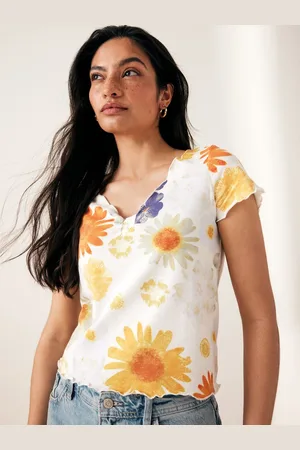 Next Floral Printed Ruched Effect Pure Cotton T-shirt