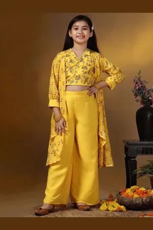 BAESD Girls Floral Embroidered Regular Top with Palazzos