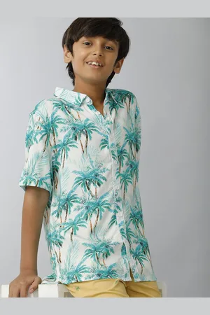 UNDER FOURTEEN ONLY Boys Spread Collar Floral Printed Casual Shirt