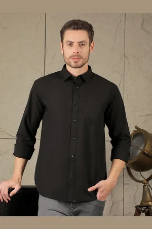 Cobb Men Slim Fit Spread Collar Solid Cotton Casual Shirt