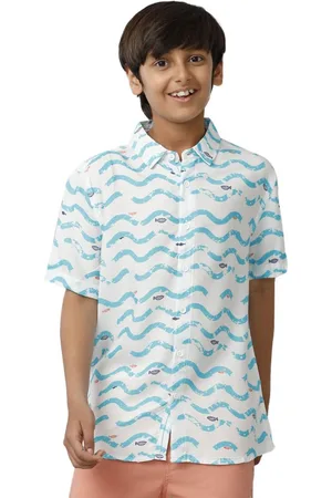 UNDER FOURTEEN ONLY Boys Relaxed Fit Spread Collar Multi Striped Casual Shirt